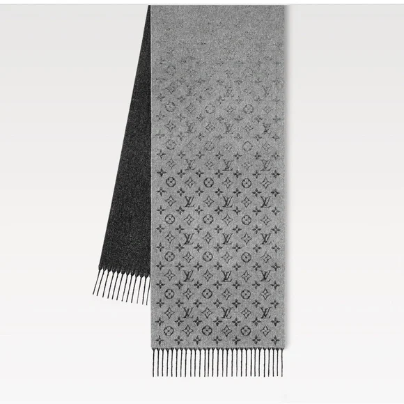 Louis Vuitton Echarpe Monogram Gradient M75900 Cashmere/Wool Grey Scarf NWOT - Picture 2 of 13
